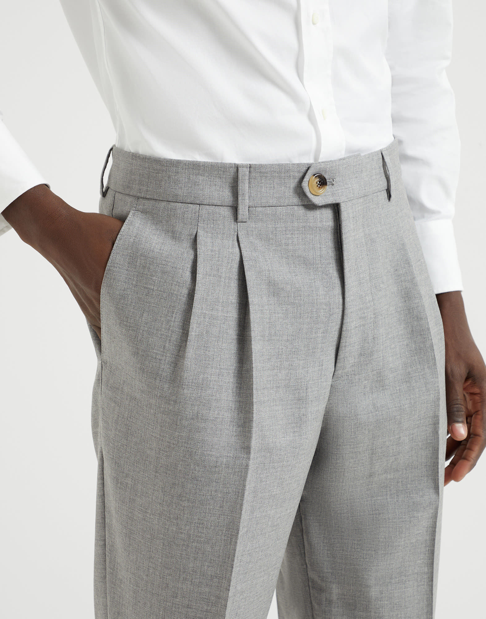Brunello Cucinelli Belt Loops Slacks In Gray