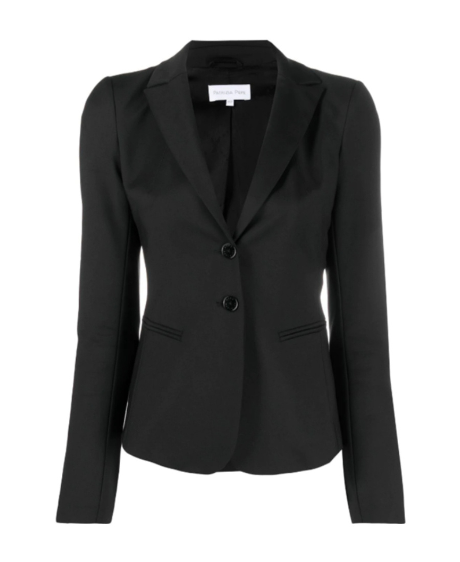Patrizia Pepe Single-breasted Tailored Jacket With Bow Detail In Black