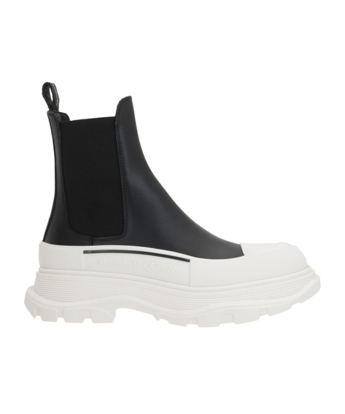 Alexander Mcqueen Black Nappa Leather Tread Slick Ankle Boots In Black