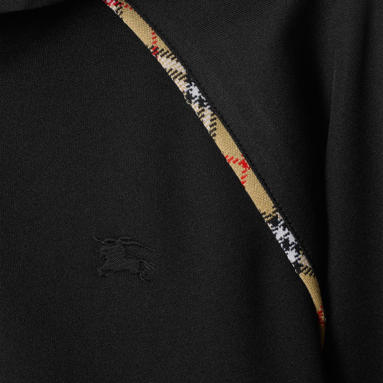 Burberry Checked-trim Zip-up Hoodie In Black