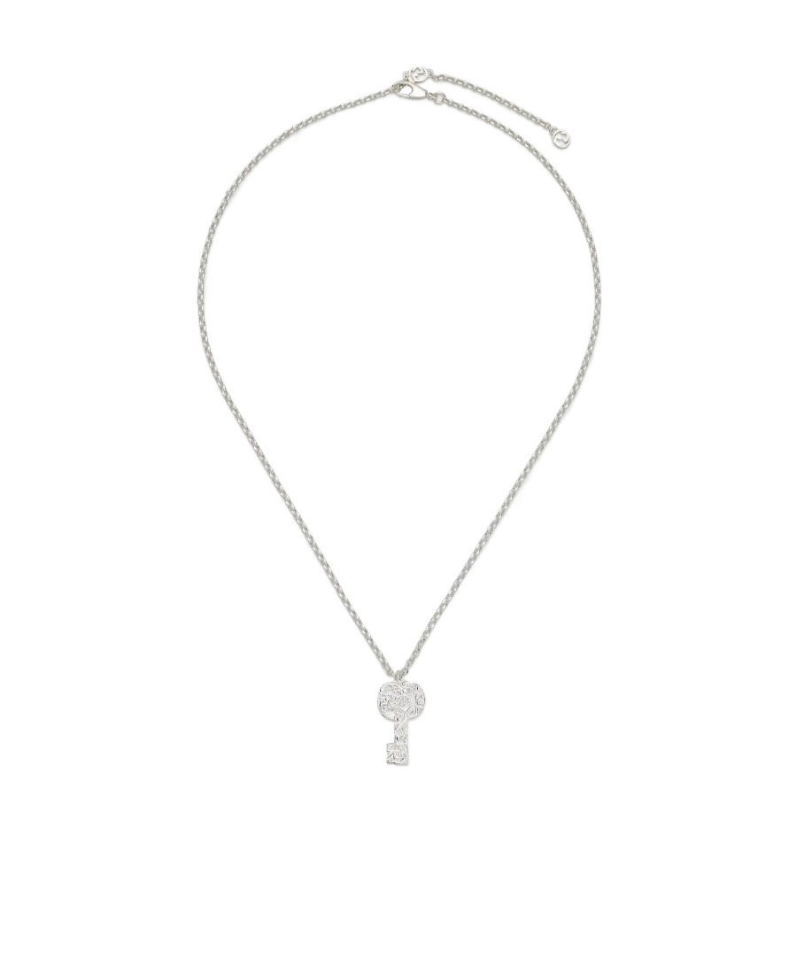 Gucci Gg Marmont Key Charm Necklace In Metallic