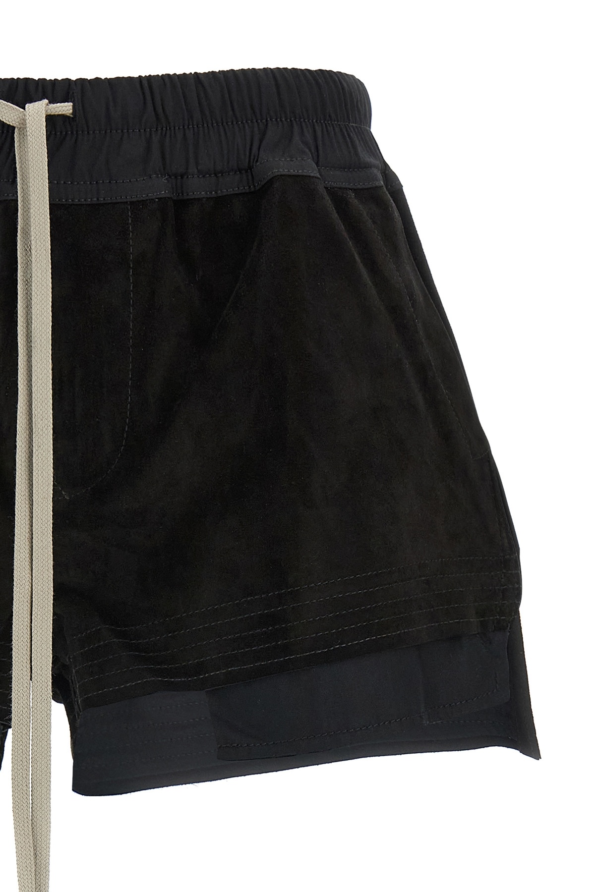 Rick Owens Cloud Layered Elastic Waistband Shorts In Black