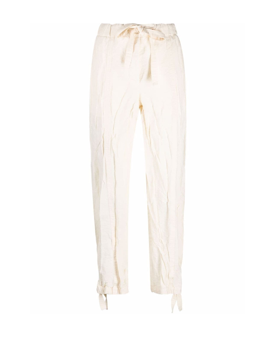 Jil Sander Drawstring Crinkle-effect Trousers In Nude