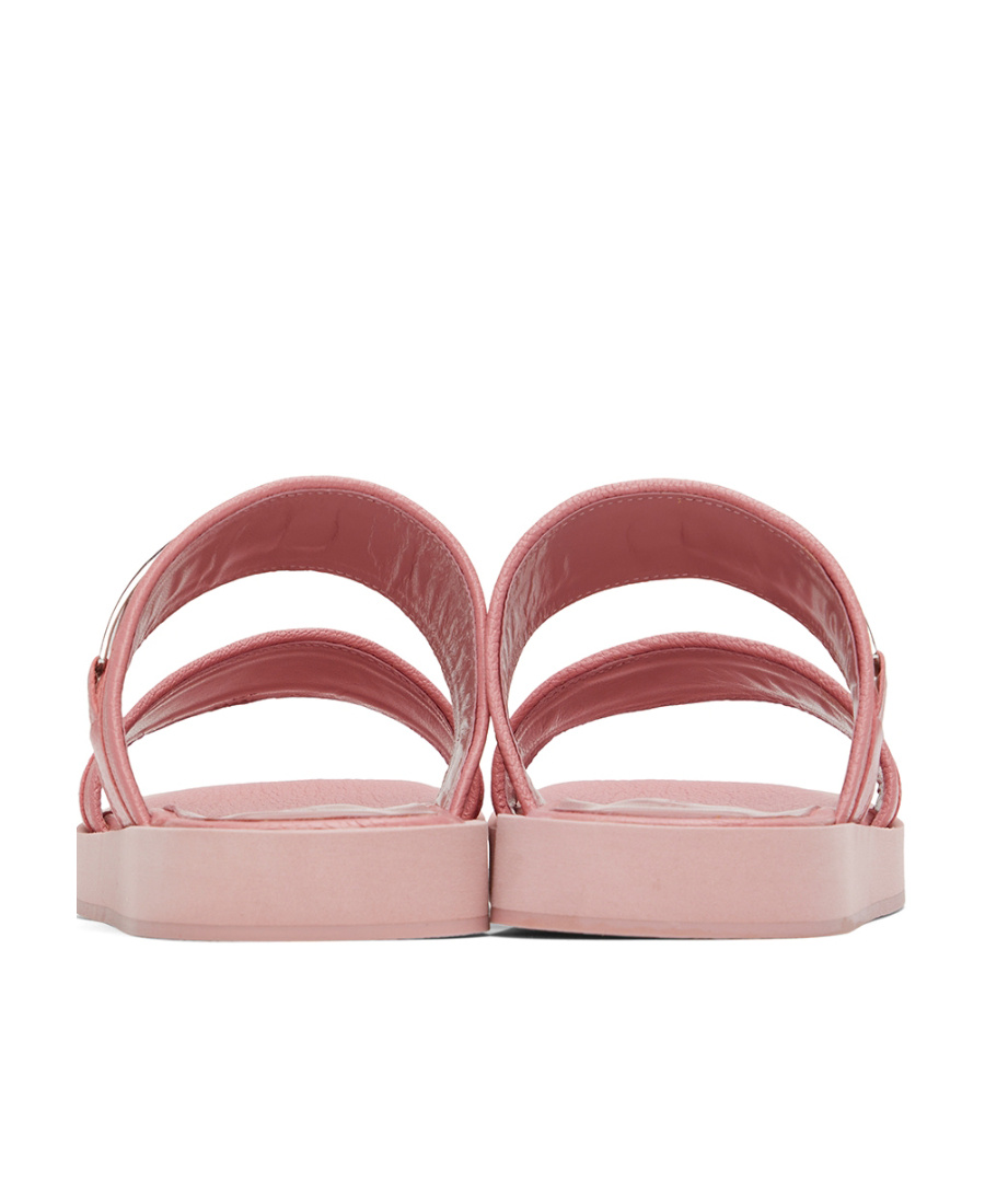 By Far Easy Leather Sandals In Pink