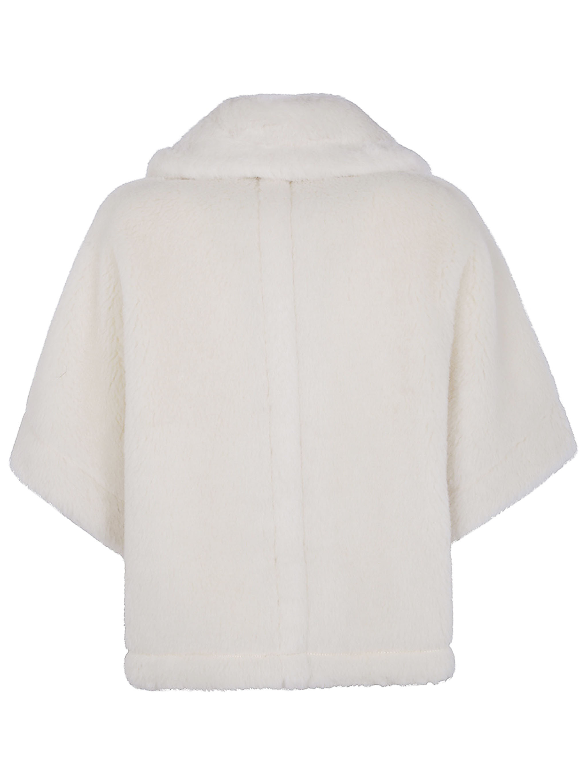 Max Mara Lapel Wool Cape In White