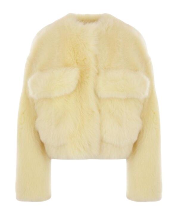 Bottega Veneta Toscana Shearling Cropped Blouson In Nude
