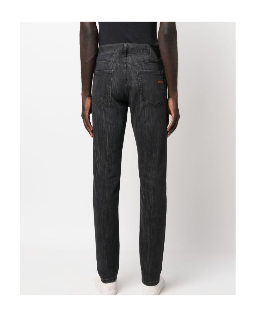 Shop Zegna Slim-fit Cotton-blend Jeans In Black