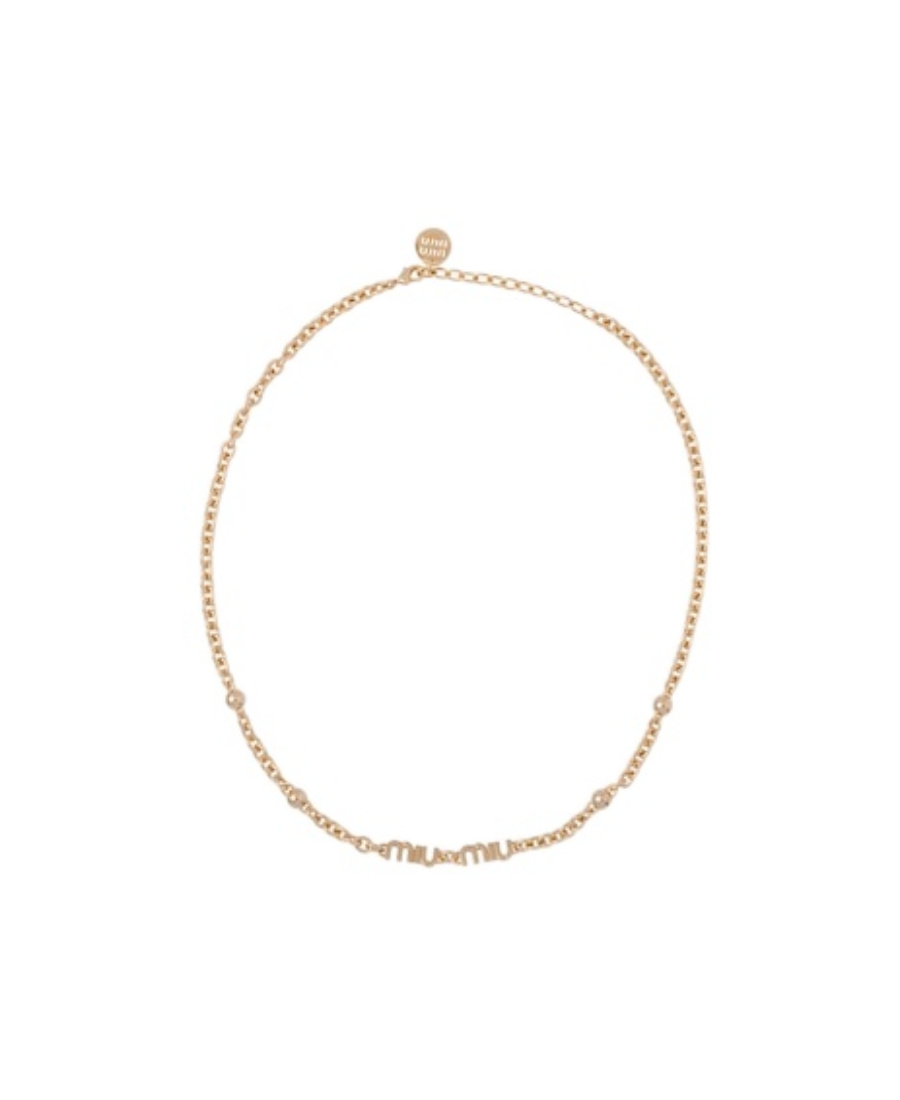 Miu Miu Logo-embellished Chain Necklace In Yellow