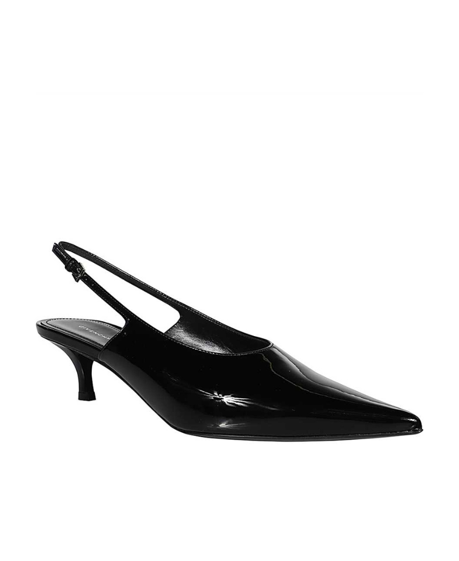 Givenchy Show Kitten-heel Slingback Leather Pumps In Black