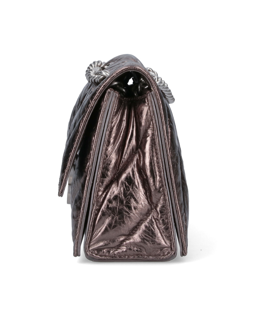 Balenciaga Small Crush Leather Shoulder Bag In Black