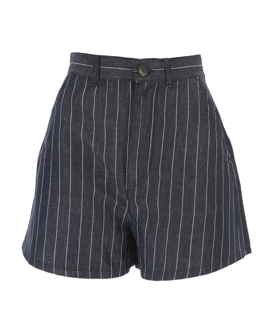 Emporio Armani Striped High-waisted Shorts In Black