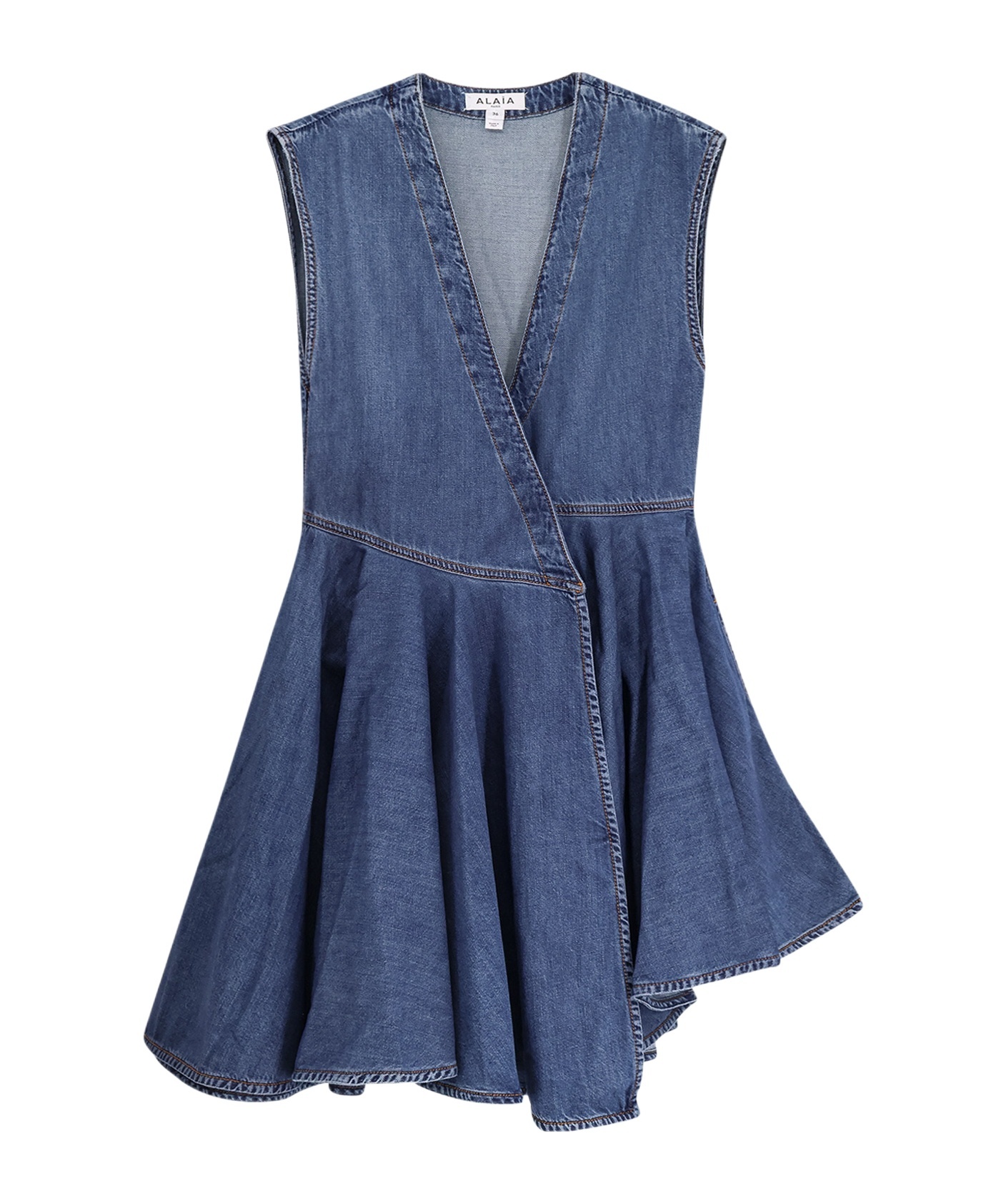Alaïa Deep Stone Denim Wrap Dress Clothing In Blue