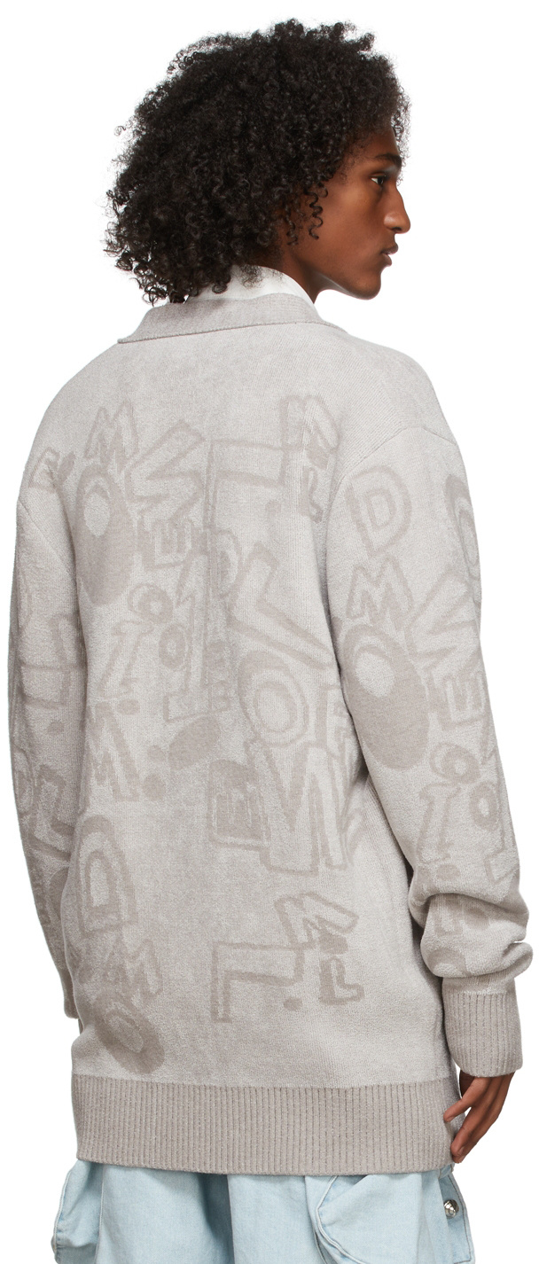 We11 Done Alphabet-print Cardigan In Multicolor