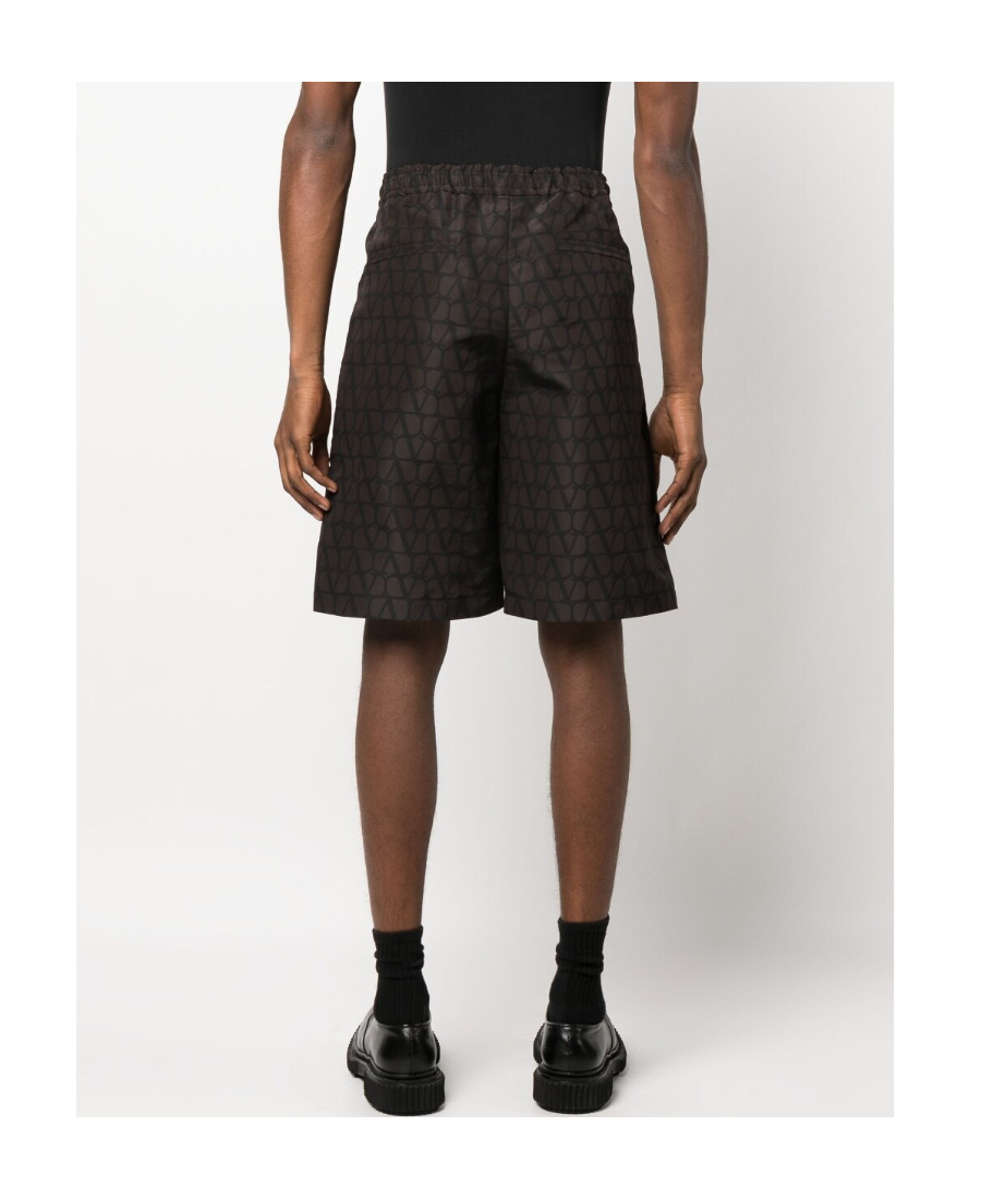 Valentino Iconographic Print Bermuda Shorts In Black