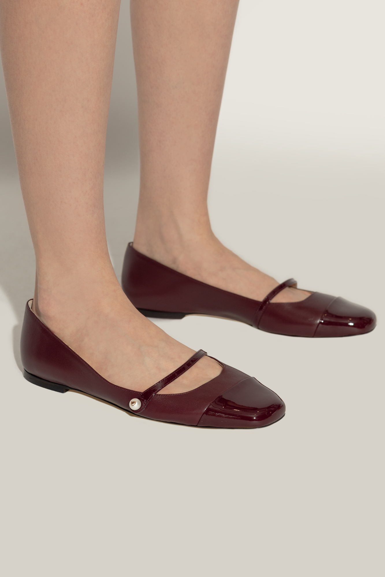 Jimmy Choo Elisa Square Toe Ballet Flats In Black