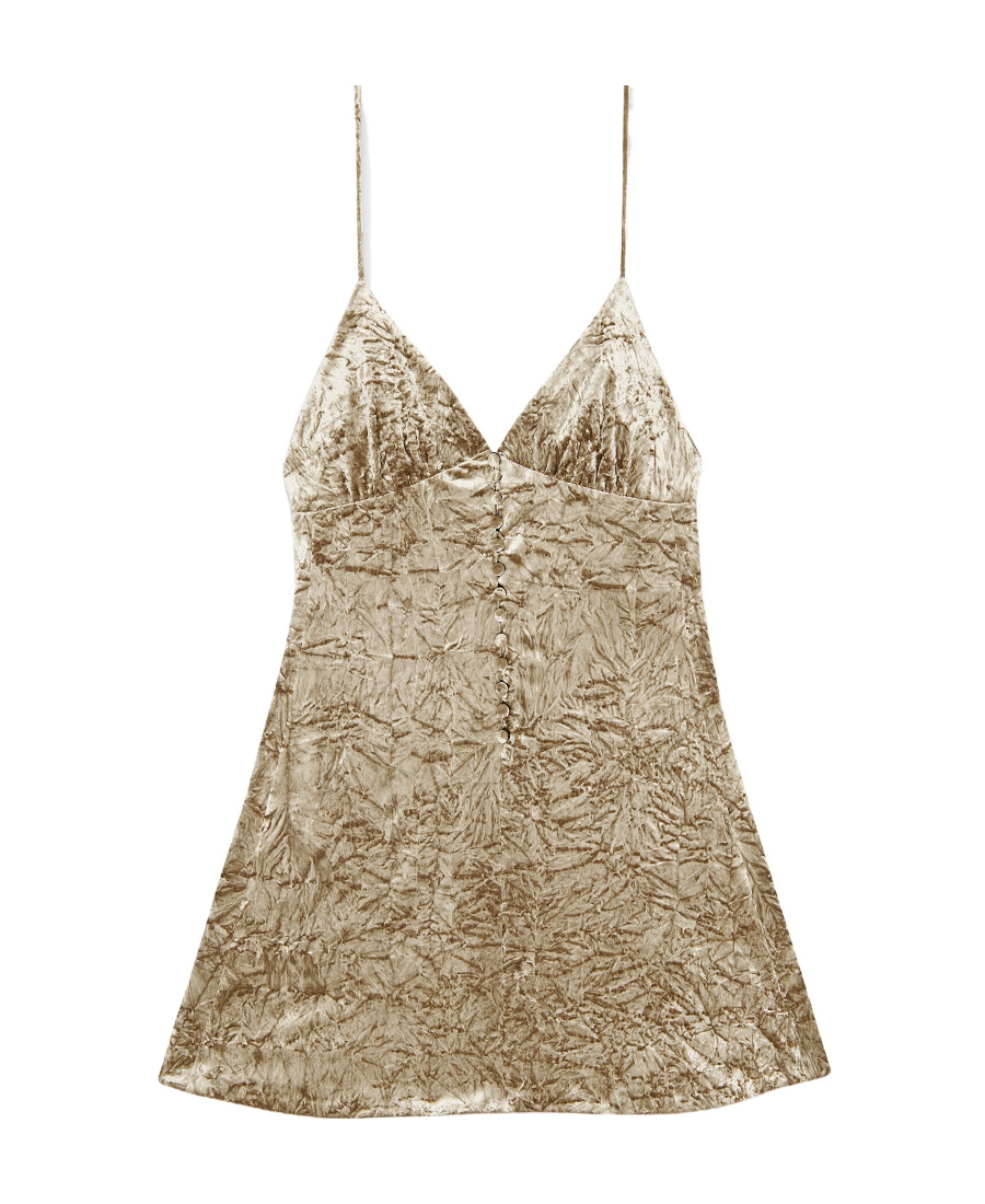 Saint Laurent Women Biscuit Velvet Mini Dress In Nude