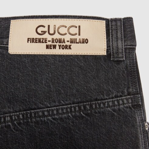 Gucci Mid-rise Wide-leg Jeans In Black
