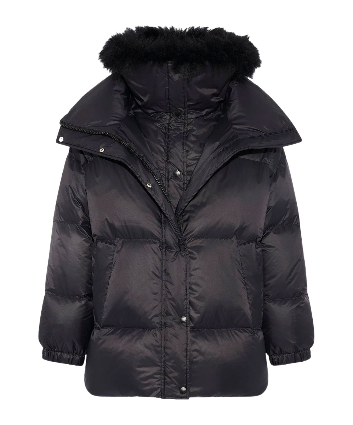 Yves Salomon Army Collection Mid Length Down Jacket In Blue