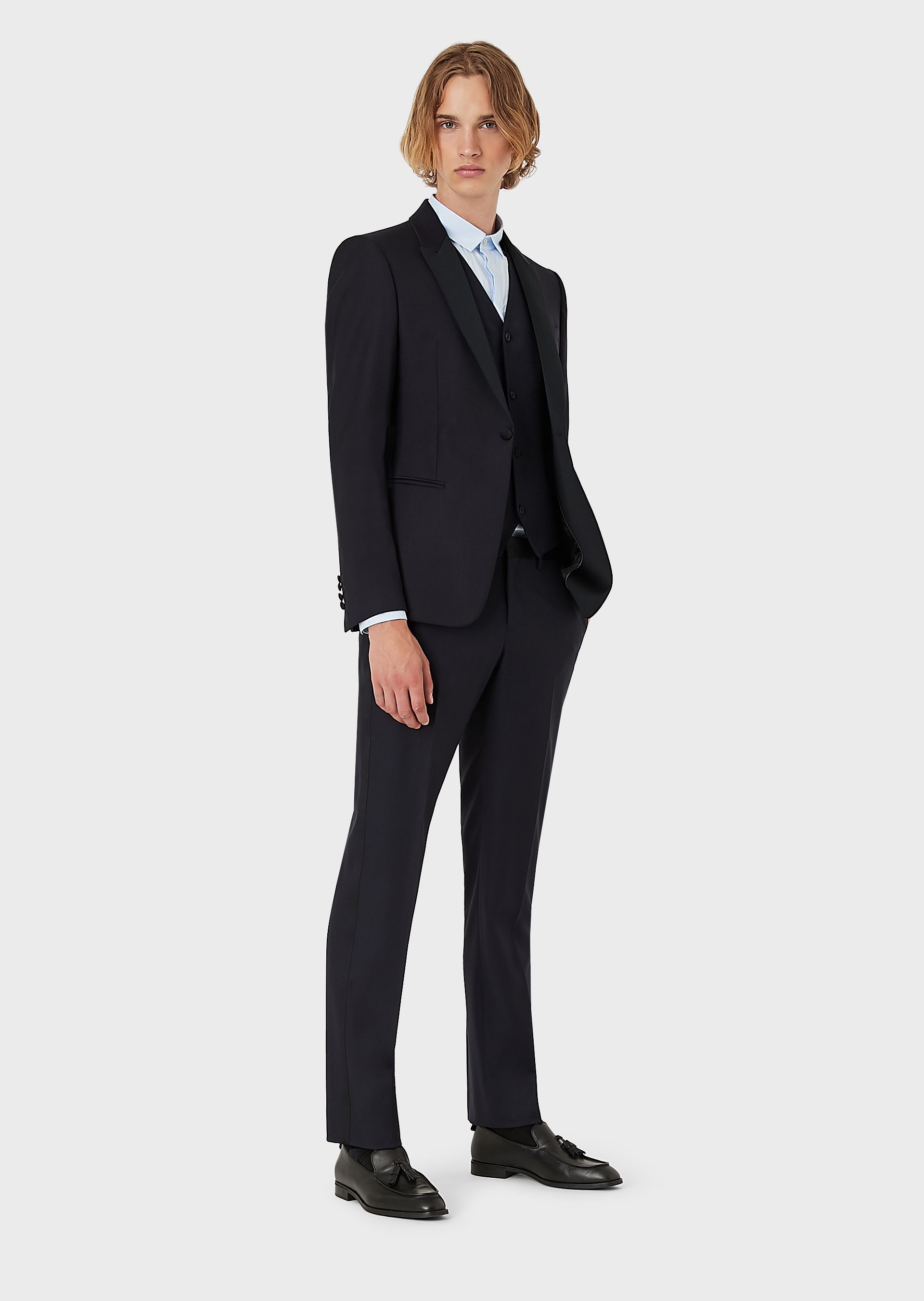 Emporio Armani Single-breasted Wool Blazer In Black