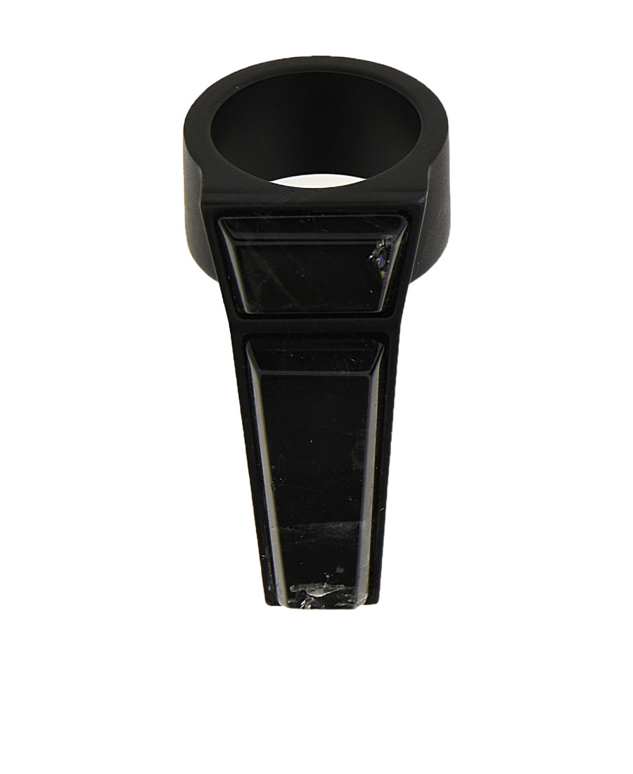 Rick Owens Geometric Rock Crystal Ring In Black