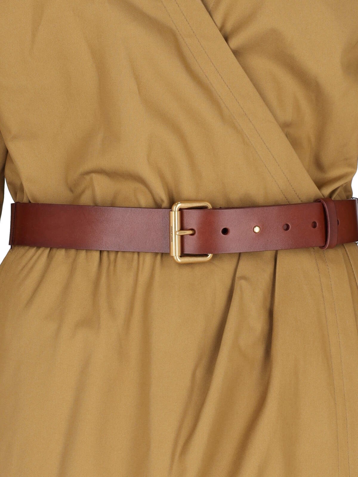 Saint Laurent Women's Cotton Twill Midi Dress In Brown
