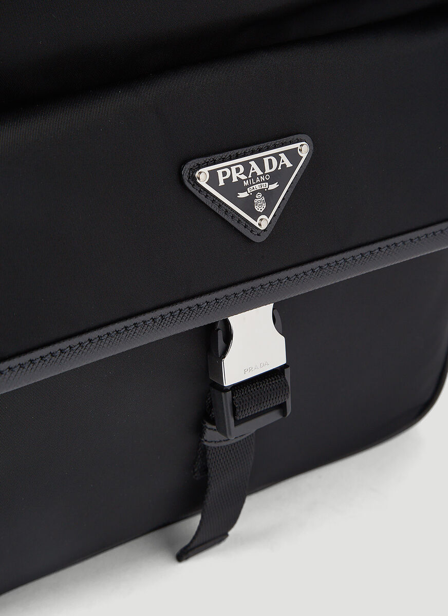 Prada Mens Black Re-nylon And Saffiano Leather Shoulder Bag In Black