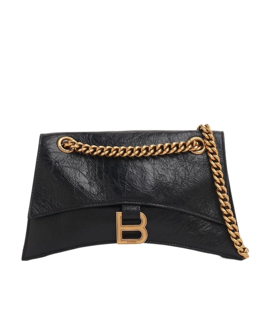 Shop Balenciaga Crush Small Leather Shoulder Bag In Black