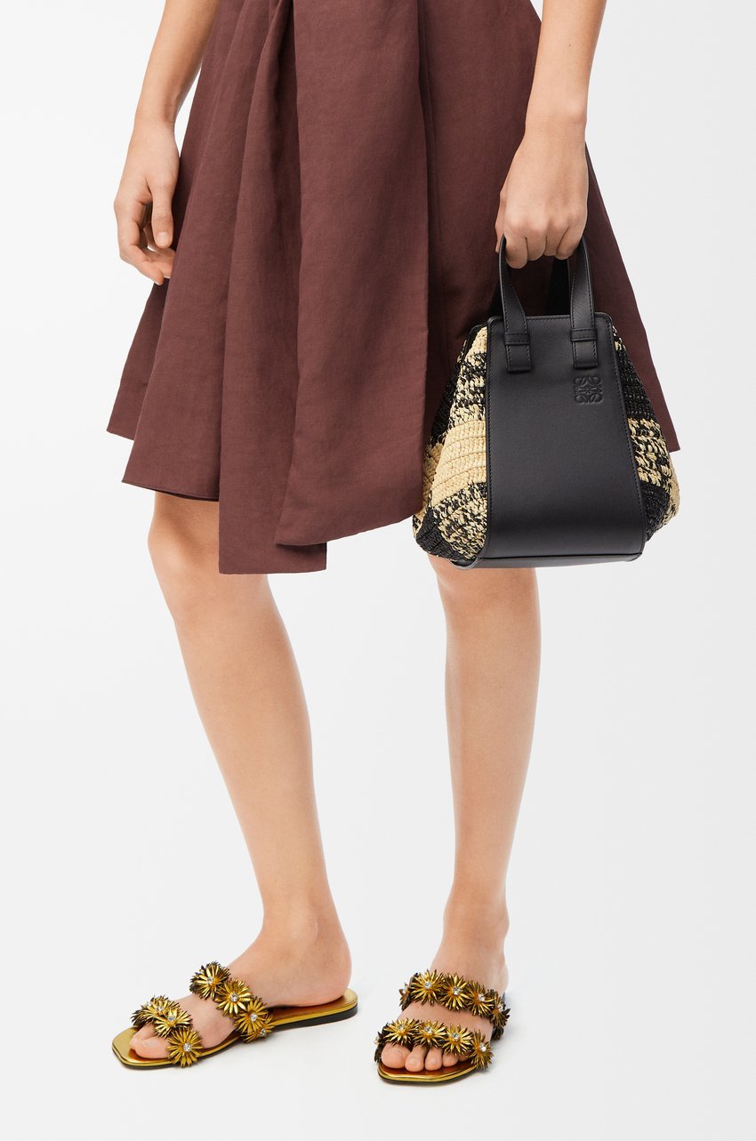 Loewe Hammock Top-handle Bag In Gingham Raffia In Multi