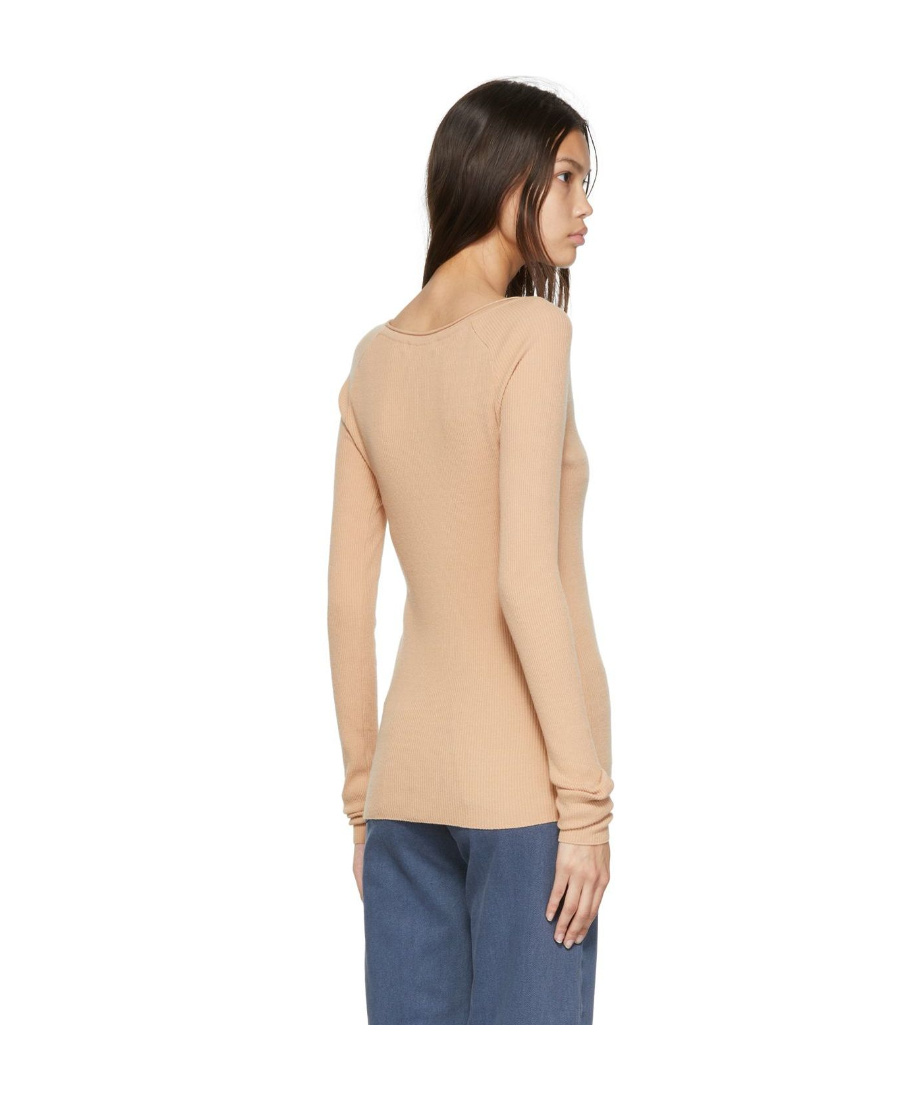 Low Classic Rayon Knitted Sweater In Nude
