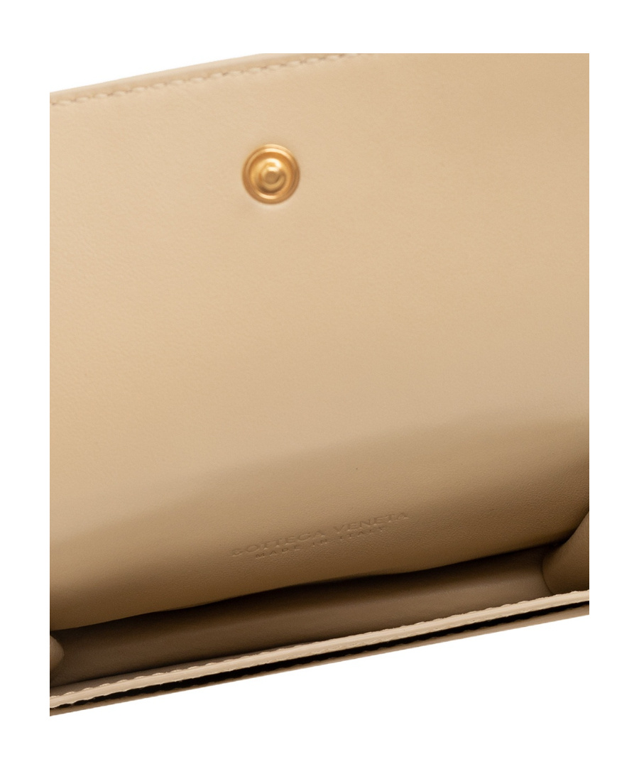 Bottega Veneta Intrecciato Leather Card Case In Nude