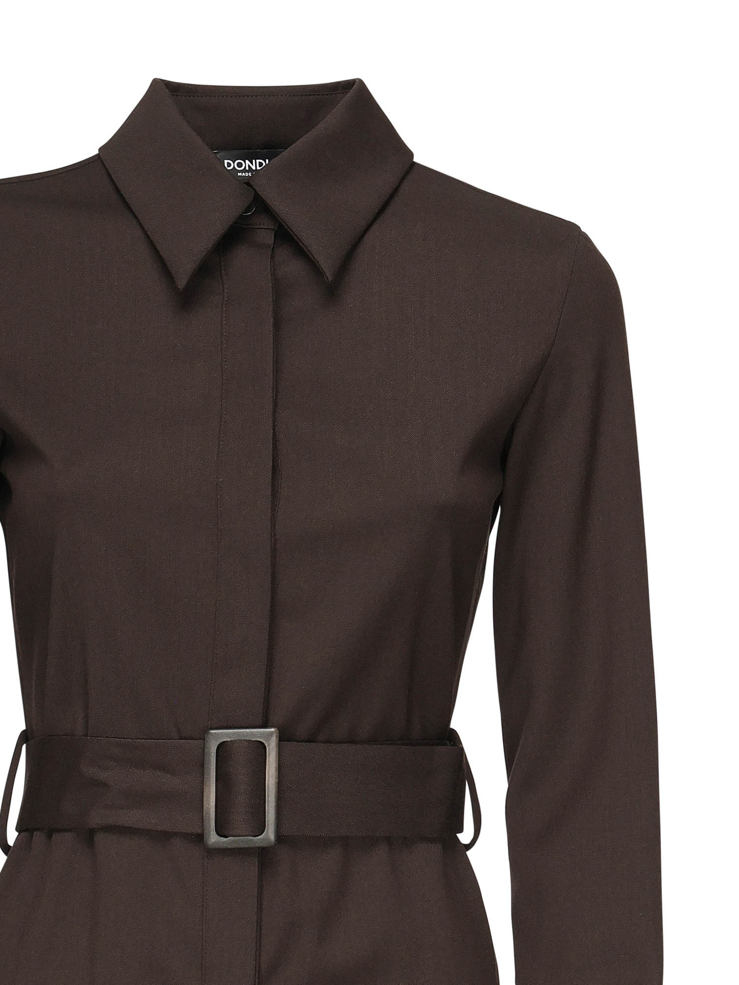Dondup Wool Gabardine Shirt In Brown