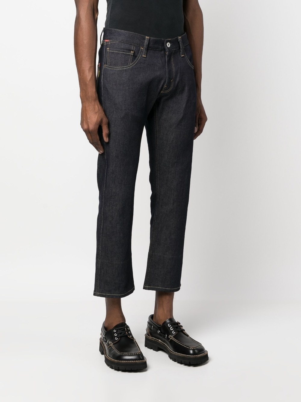 Junya Watanabe Graphic Print Denim Trousers In Blue