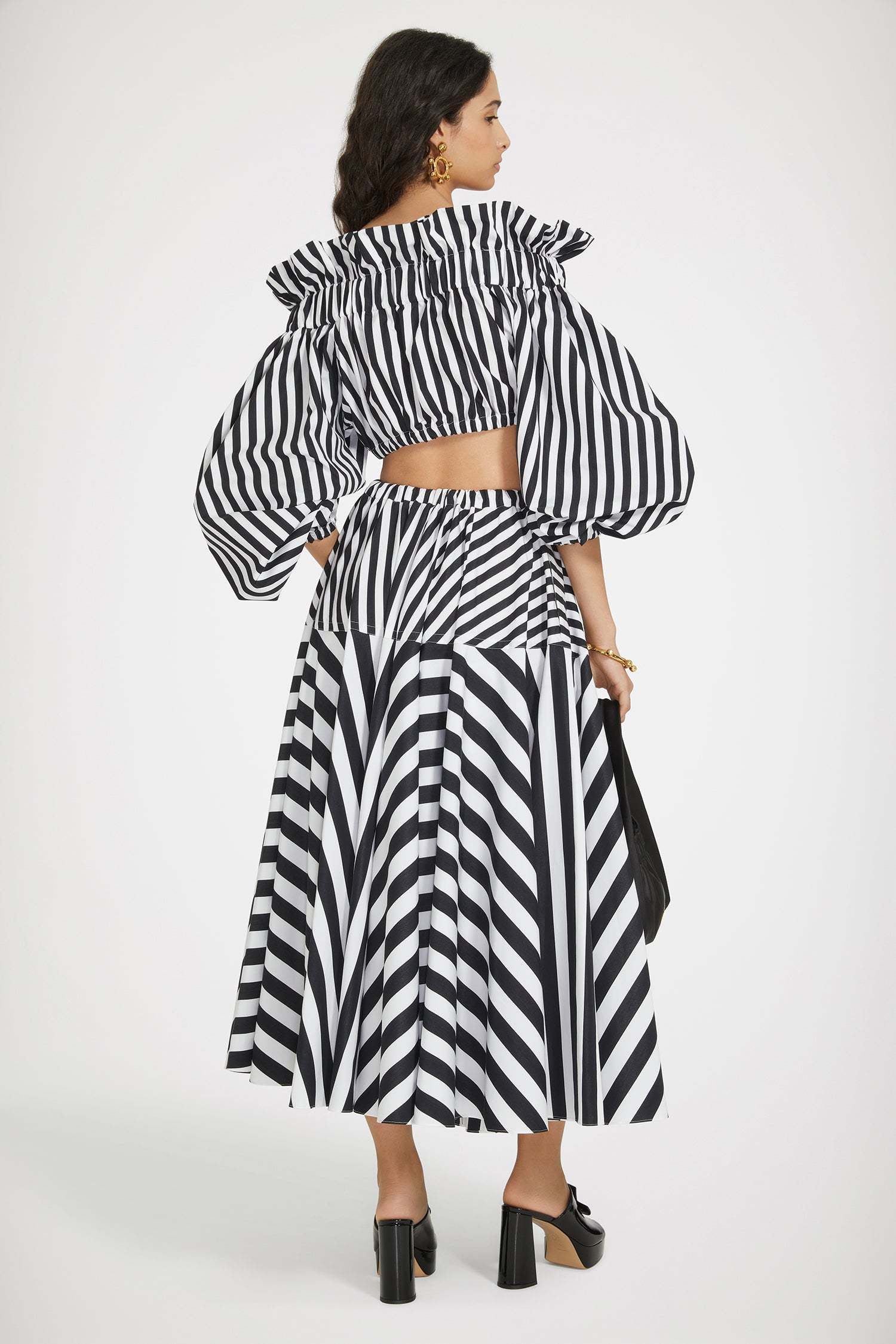 Shop Patou Striped Maxi Skirt In Black