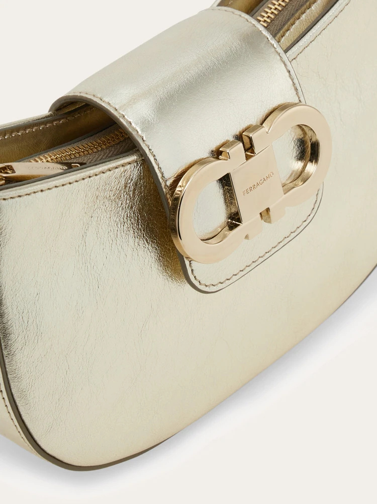 Ferragamo Double Gancini Mini Bag In Neutral