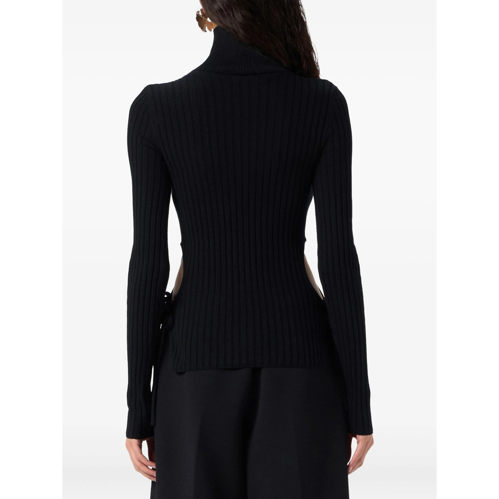 Blumarine Turtleneck Cut-out Top In Black