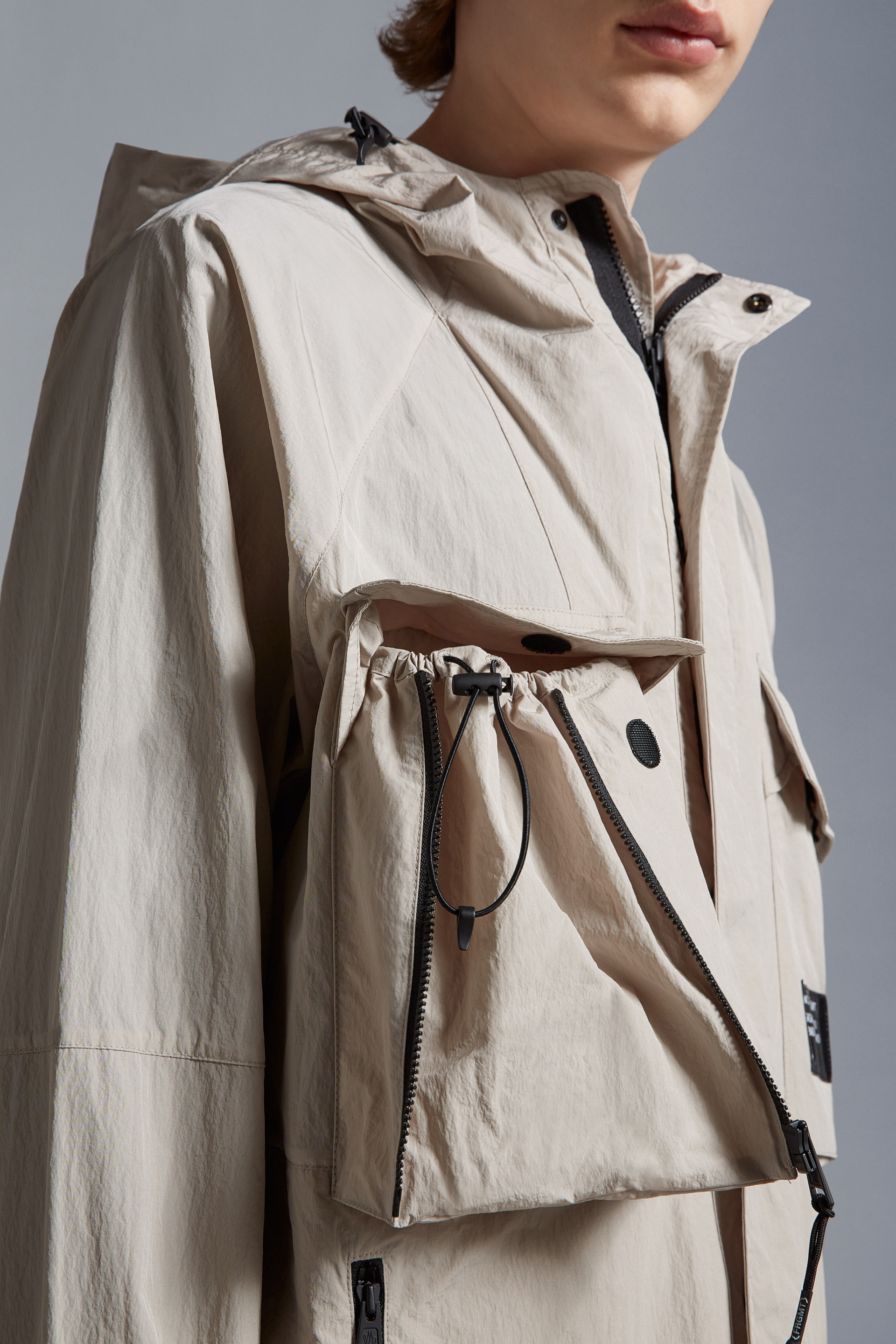 Moncler X Frgmt Dotter Short Trench Coat In Gray