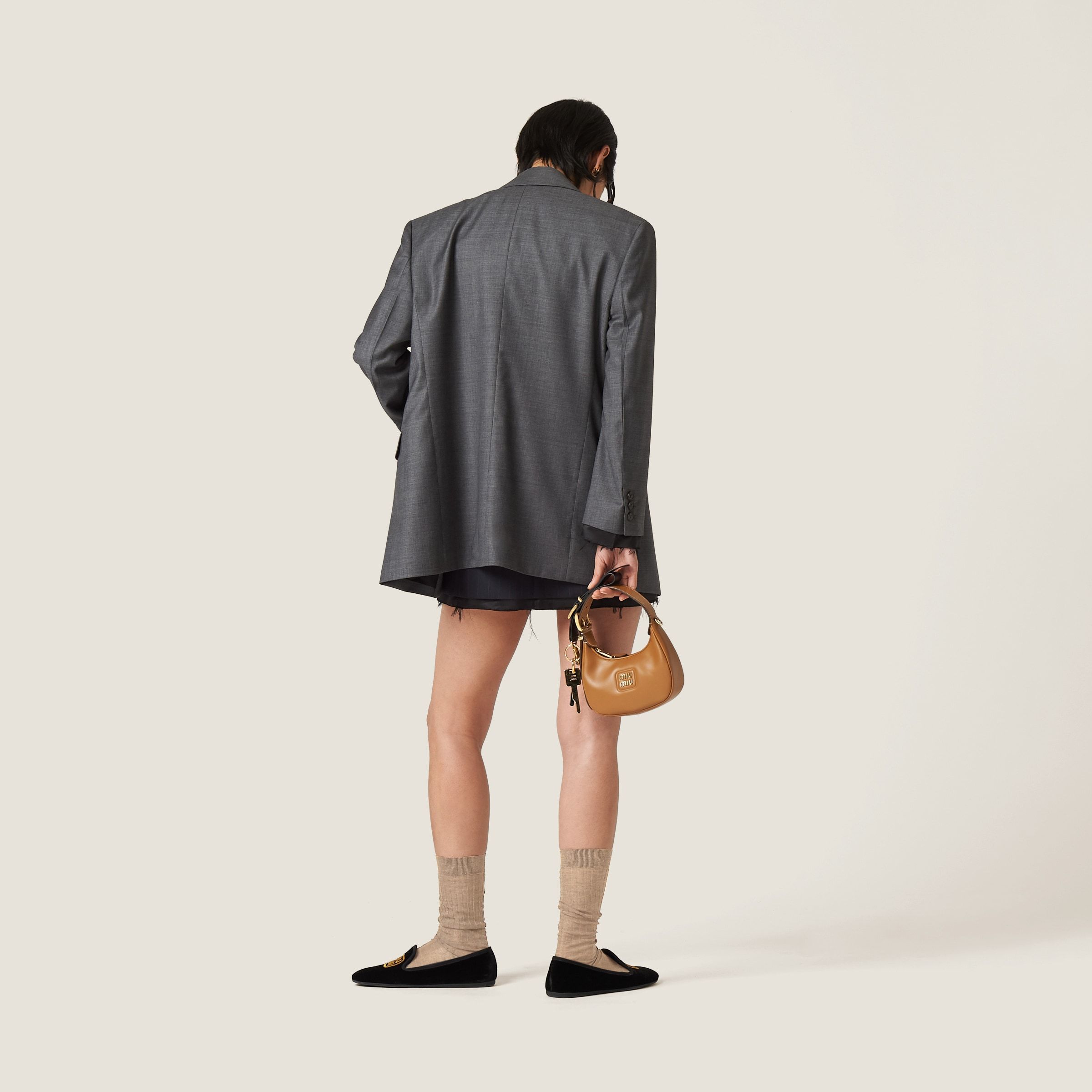 Miu Miu Single-breasted Prince Of Wales Check Grisaille Jacket In Black
