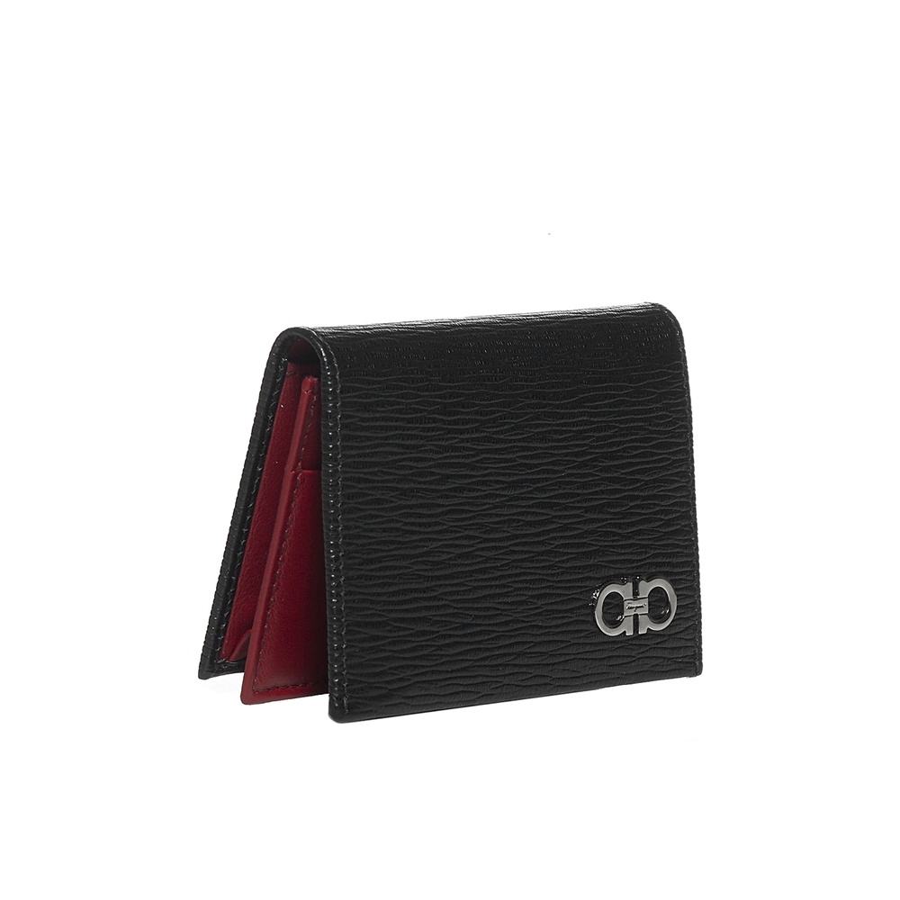 Ferragamo Gancini Bifold Cardholder Wallet In Black