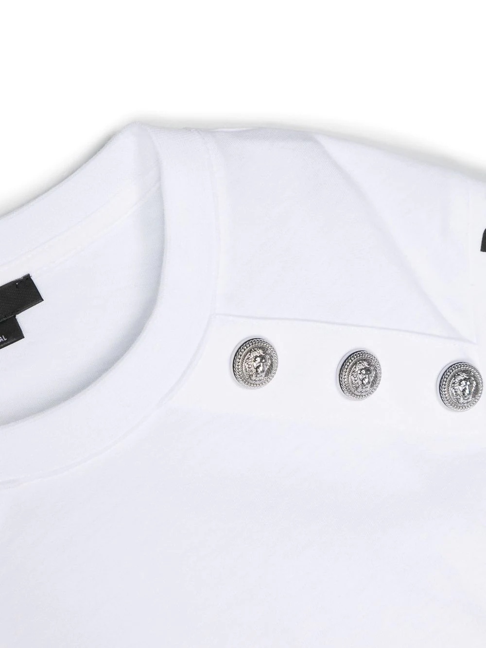Balmain Buttoned Logo-print T-shirt In White