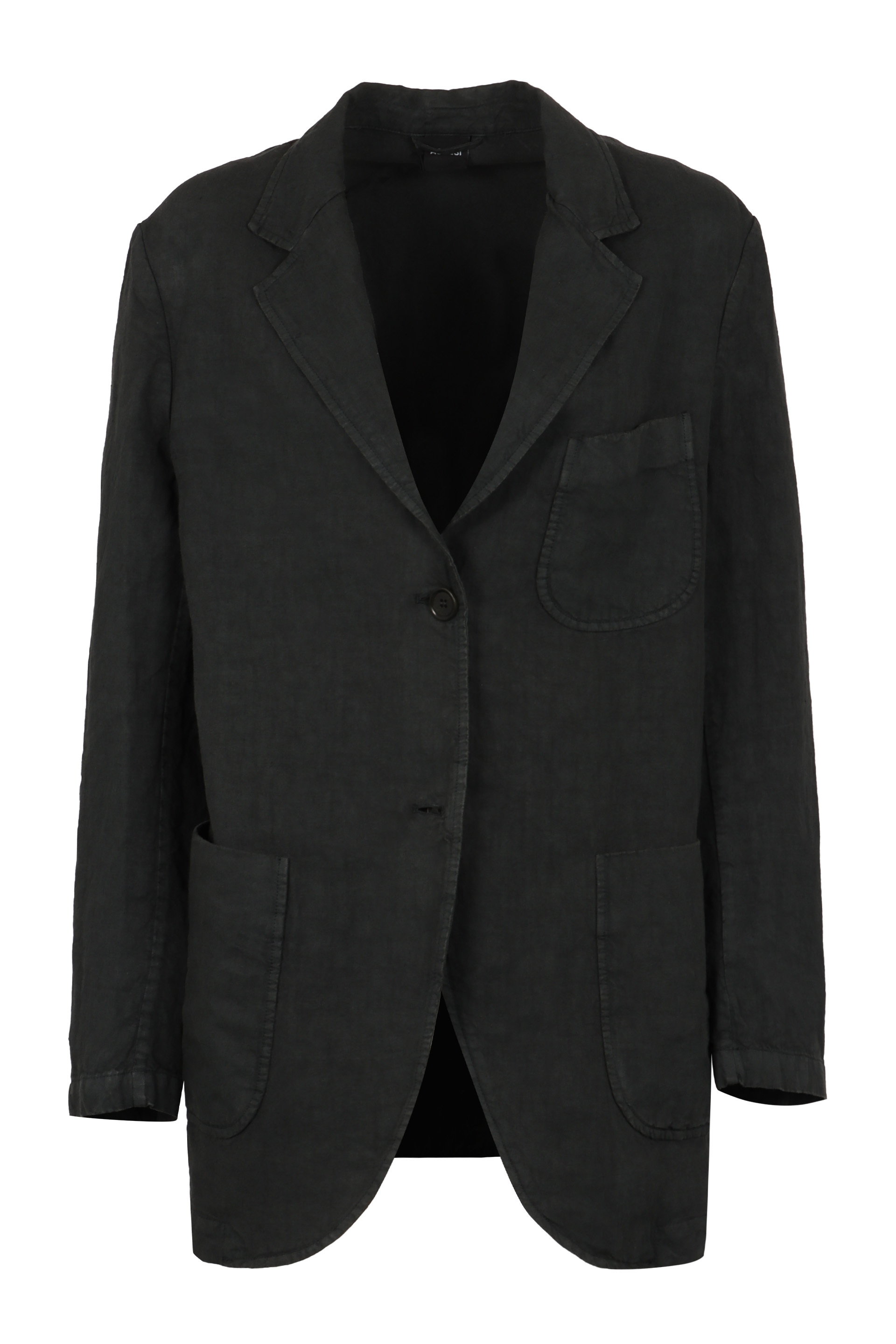 Aspesi Linen Single-breasted Suit In Black