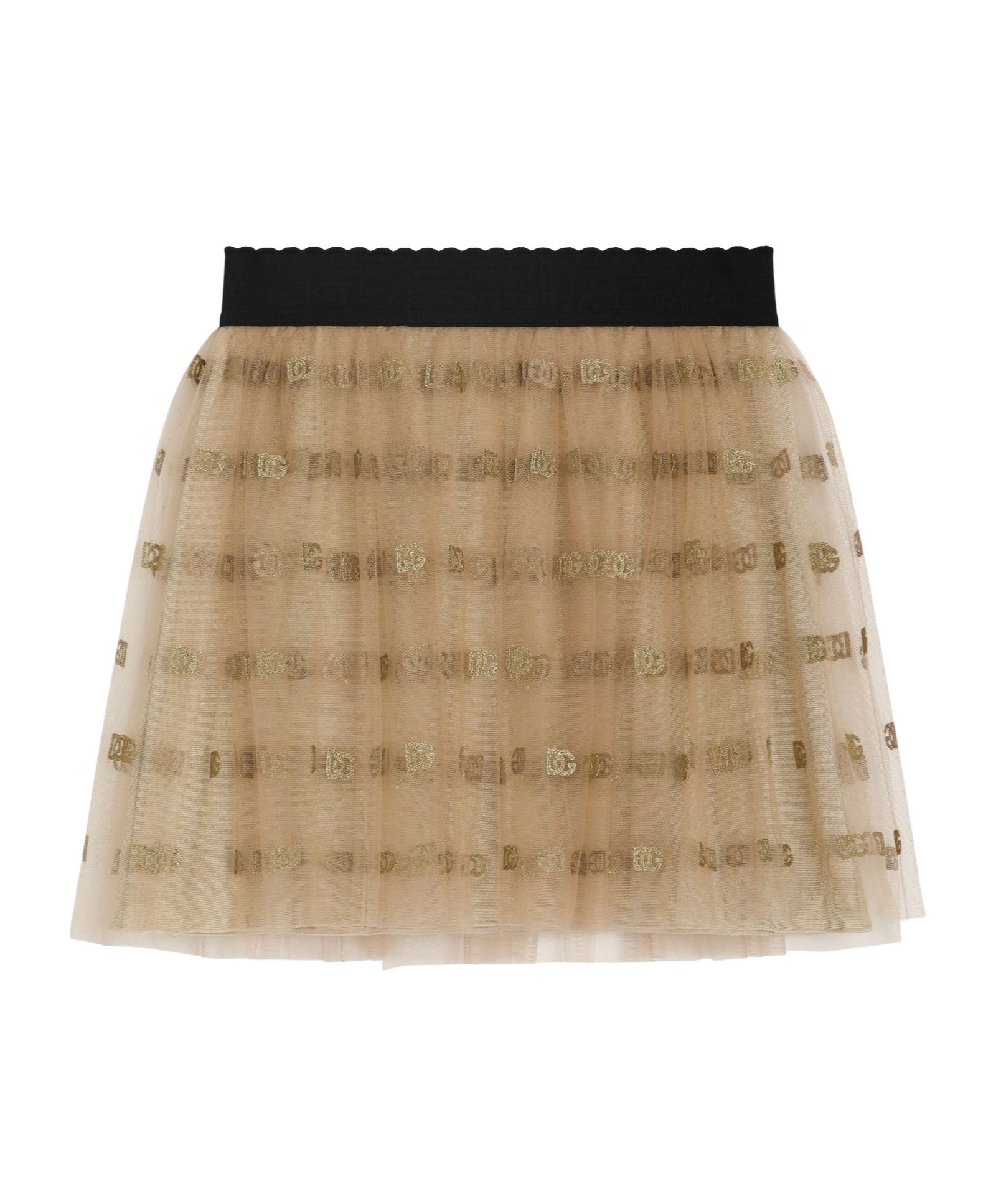 DOLCE & GABBANA LOGO-PRINT TULLE MINI SKIRT