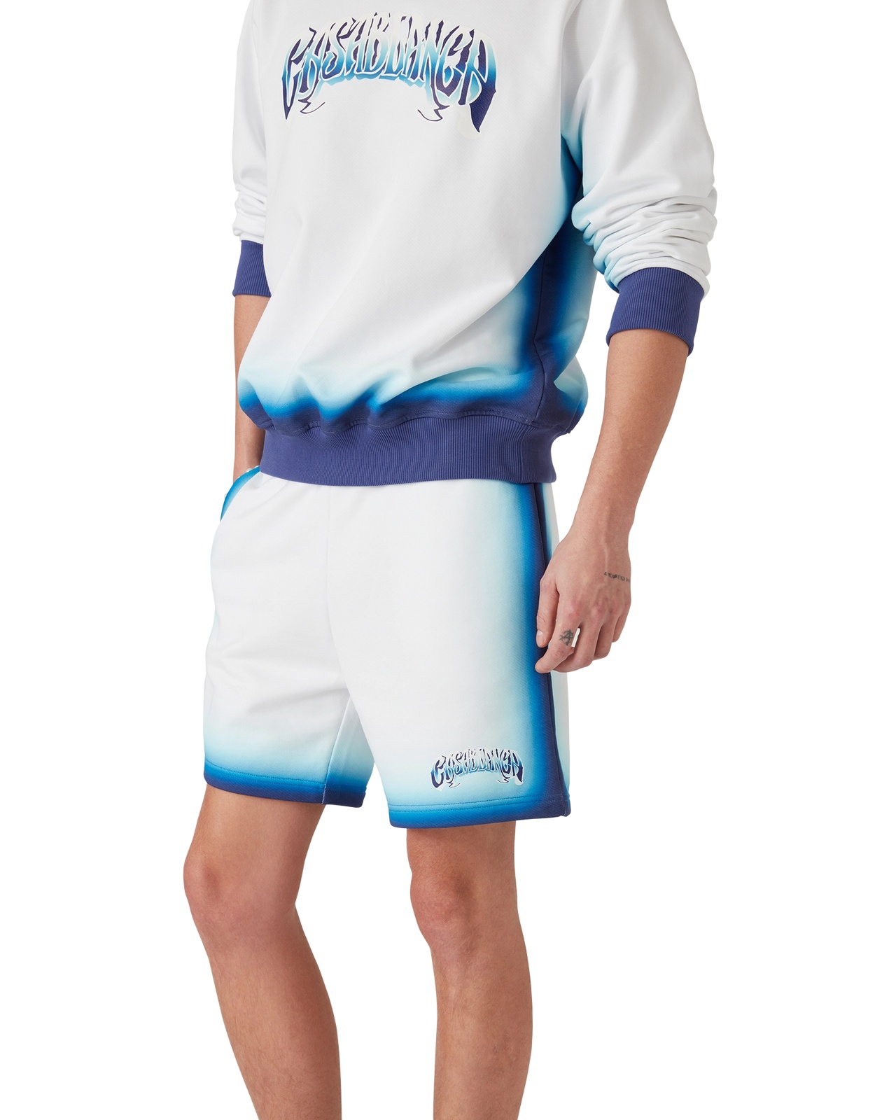 Casablanca White Swim Shorts With Elastic Waist And Logo Print On The Front In Tech Fabric Man In White
