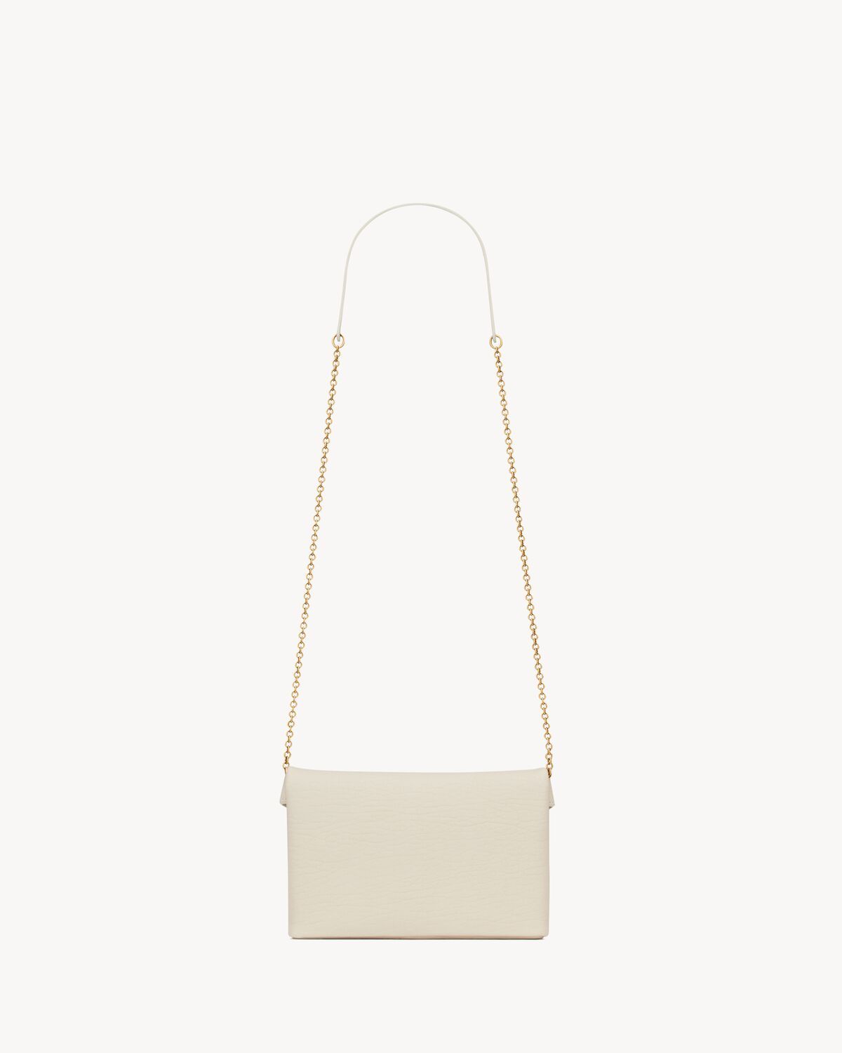 Saint Laurent Cassandre Chain Clutch In Lambskin In Blanc Vintage