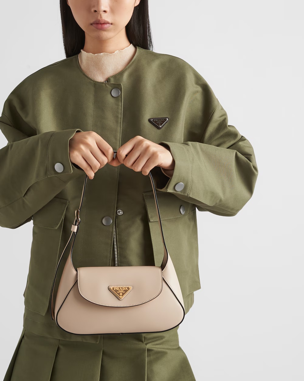 Prada Small Leather Shoulder Bag In Brown