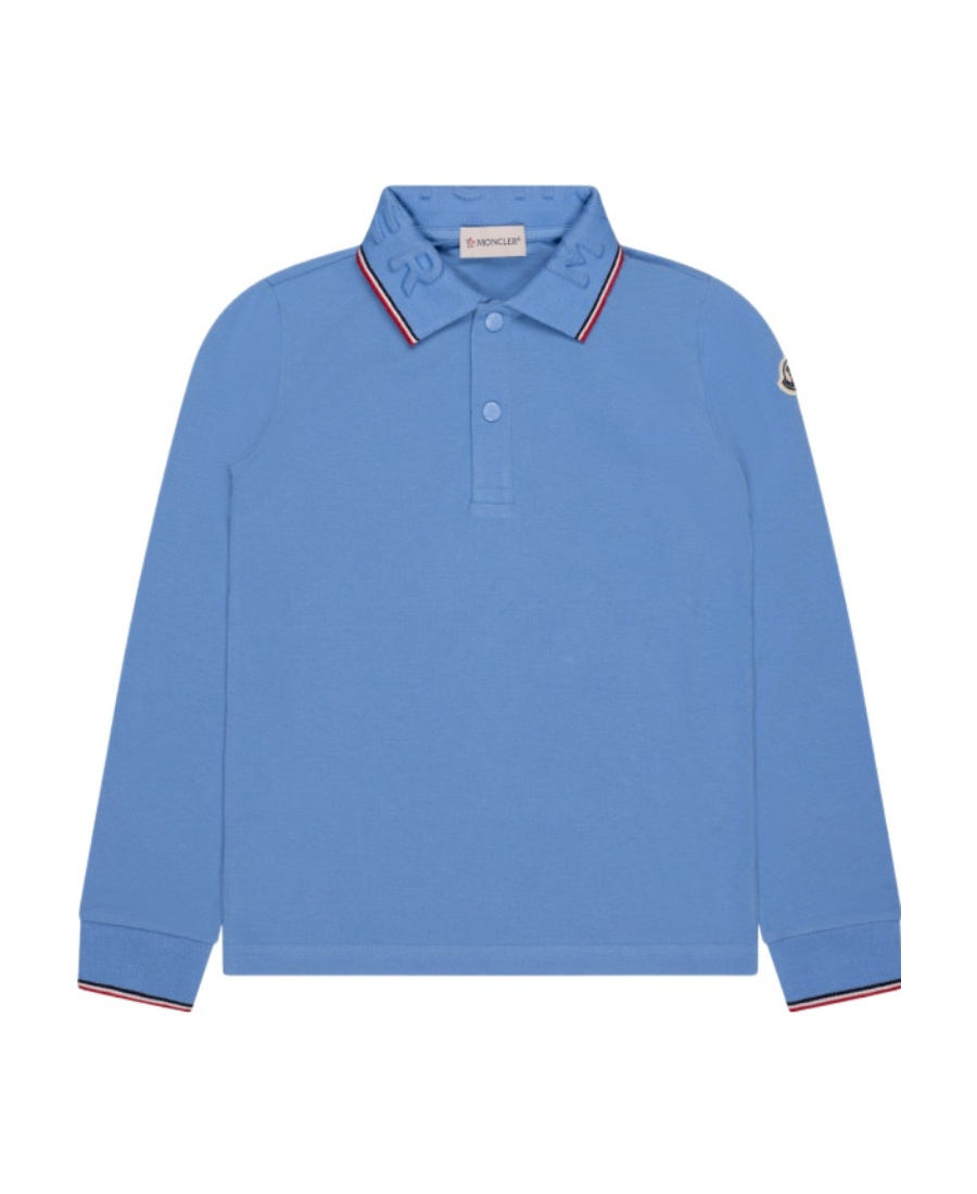Moncler Long-sleeved Polo Shirt In Blue