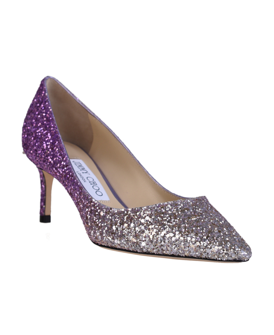 Jimmy Choo Logo Matching High-heeled Shoes In Purple
