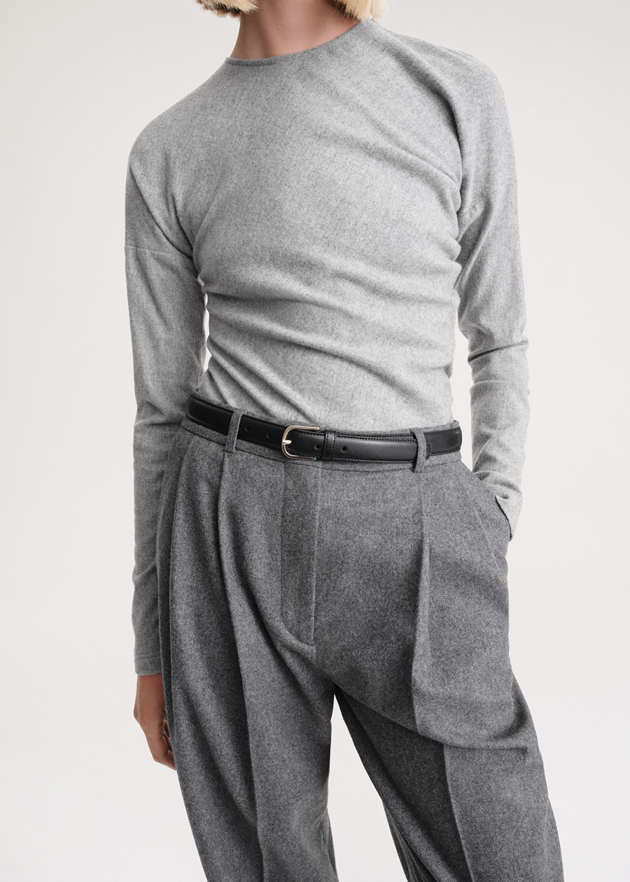 Totême Double-pleated Tailored Trousers In Gray