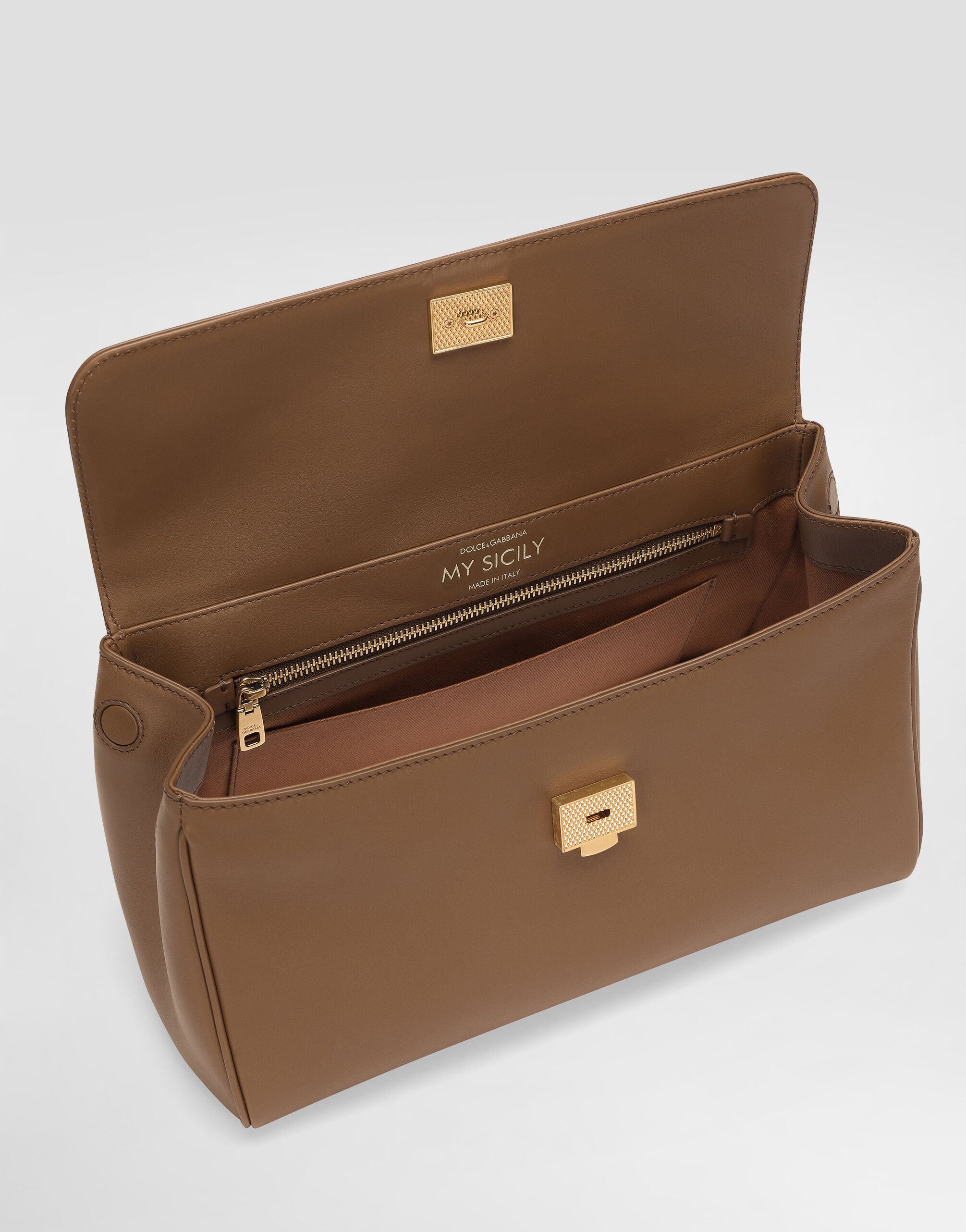 Dolce & Gabbana Handbag Soft Leather Padlock Detail In Neutral