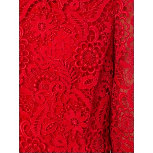 Valentino Floral Lace Detail Dresswide In Red