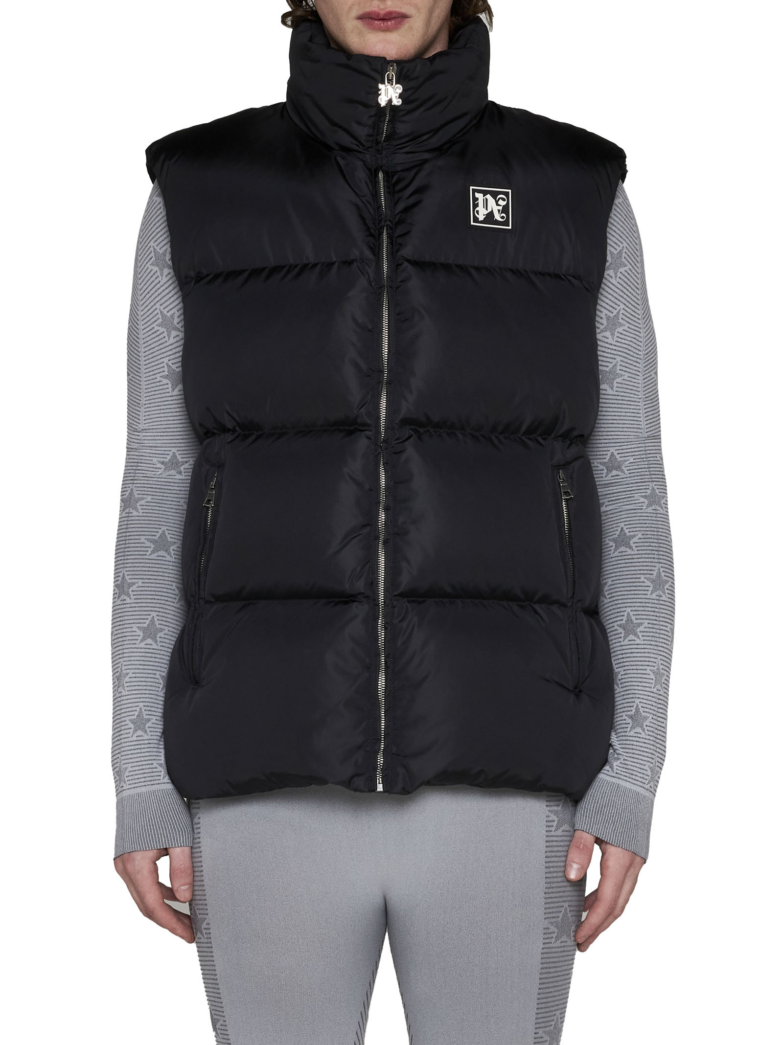 Palm Angels Ski Quilted Nylon Down Vest In Black